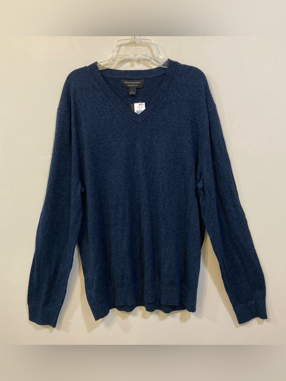 Banana Republic Mens Sz L Blue Sweater Premium Luxe Yarn Silk Cashmere NEW